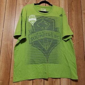 Seattle Sounders Adidas  T-Shirt - Size 2X Bright Green, Optical Illusion Logo